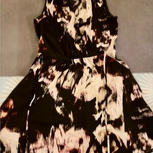 Simply Vera Vera Wang Black and Cream Abstract Midi Dress